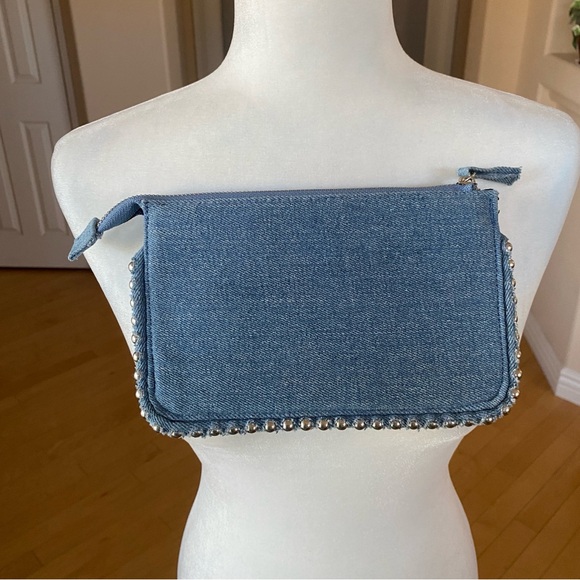 Forever 21 Handbags - Forever 21 Denim Clutch with Silver Studded Accents